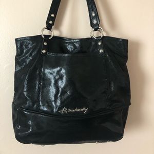 B Makowsky snake embossed leather tote, Black, EUC